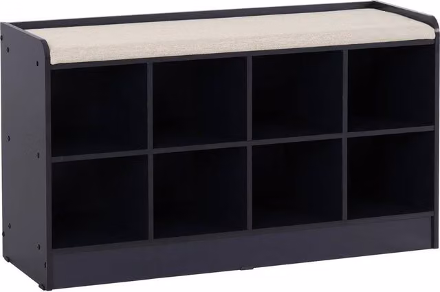 FORGEVIO Modern Navy Blue and Cream Fabric Shoe Bench with Storage for your Hallway W/D/H: 97 x 34.5 x 56 cm – 1