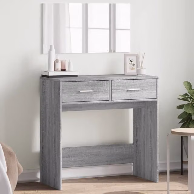 Berkfield Home Modern Dressing Table with Mirror in Grey Sonoma, W: 80 cm, D: 39 cm, H: 80 cm – 1