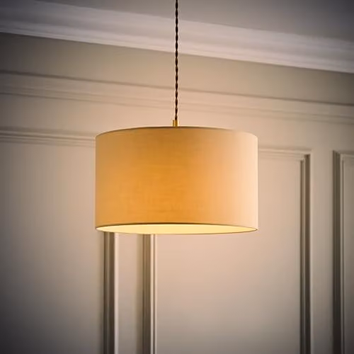 MiniSun Modern Natural Fabric Drum Light Shade in Beige, Width: 45 cm – 2