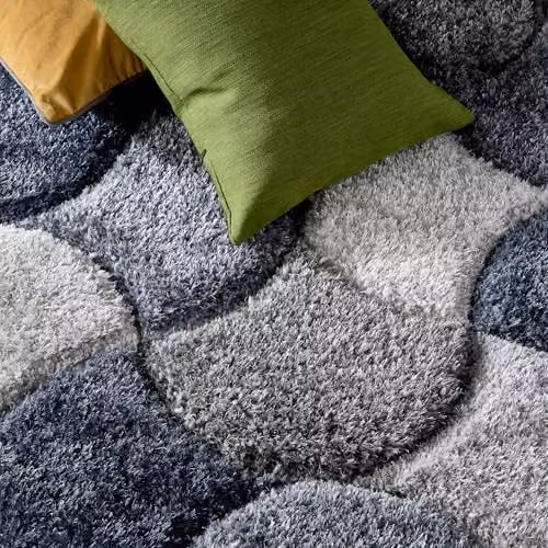 Phoenox Textiles Limited Origins 3D Scallop Navy Blue Rectangular Rug, W: 160 cm, D: 230 cm – 4