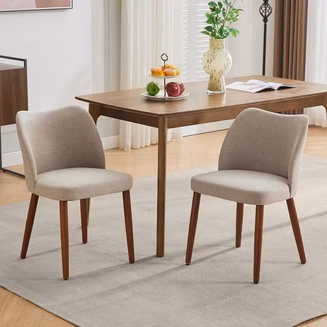 London Boutique Modern Upholstered Dining Chairs Set of 2 in Camel – 1