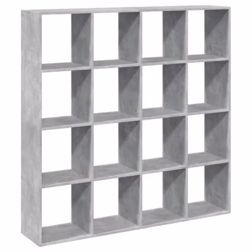 vidaXL Modern Book Cabinet in Concrete Grey, Engineered Wood, W/D/H: 137.5 x 29 x 137.5 cm