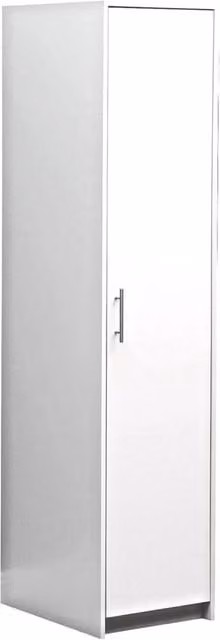 Nordara White Matt Single Door Wardrobe with Hanging Rail and Internal Shelves, H: 180 cm, W: 52 cm, D: 40 cm – 1