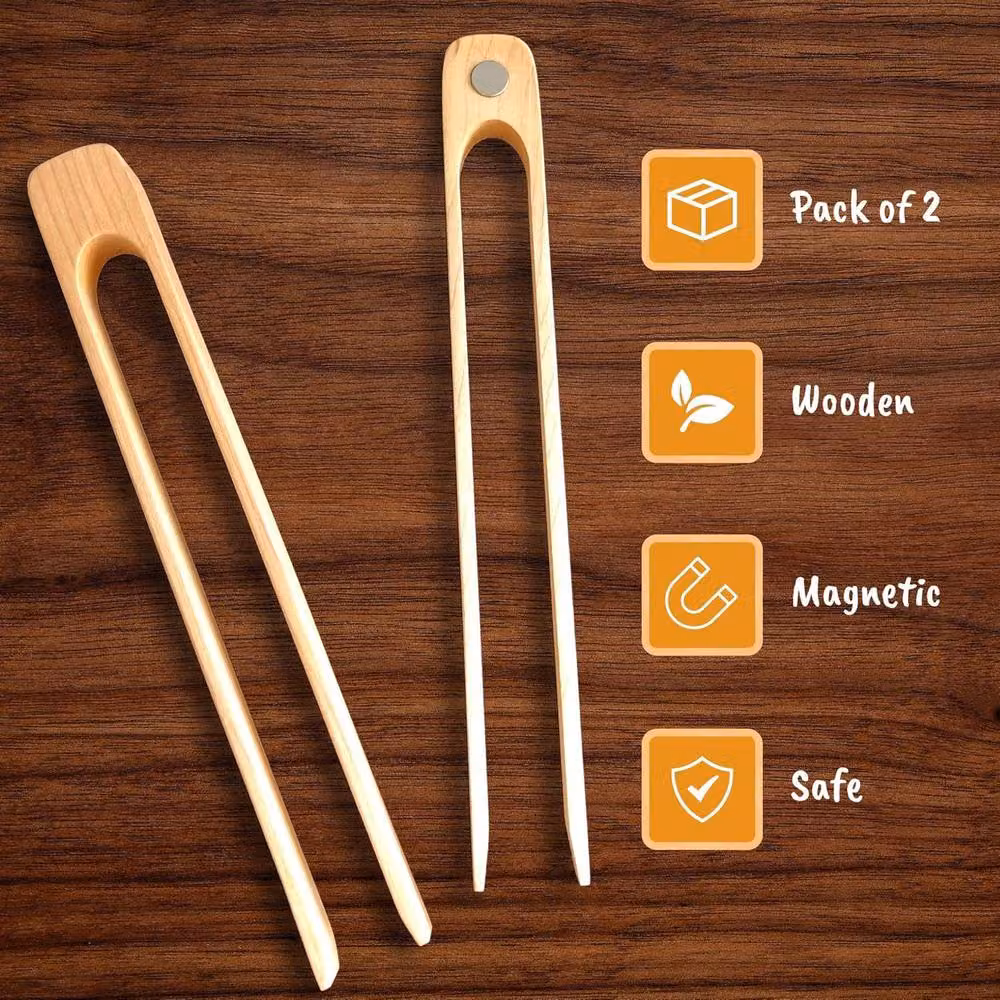 Volila 2 Pack Reusable Bamboo Toast Tongs, Brown, Length: 22 cm – 3