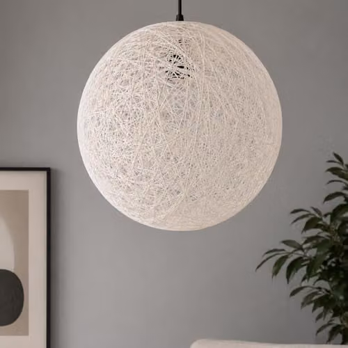 CGC Lighting Clara Round Rattan Weave Lampshade in Cream/Beige, Diameter: 40 cm