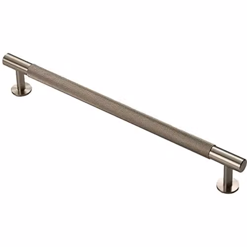 Loops Knurled Bar Door Pull Handle in Brushed Silver, W: 27.4 cm