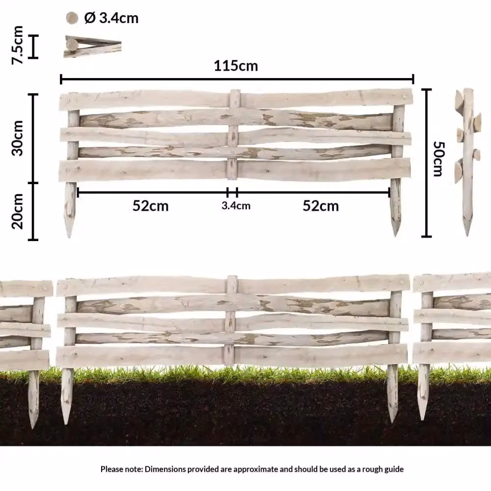 Woven Wood Premium Chestnut Lawn Edging, 2 Pieces, Natural Brown, Height: 30 cm, Length: 2.28 m – 2