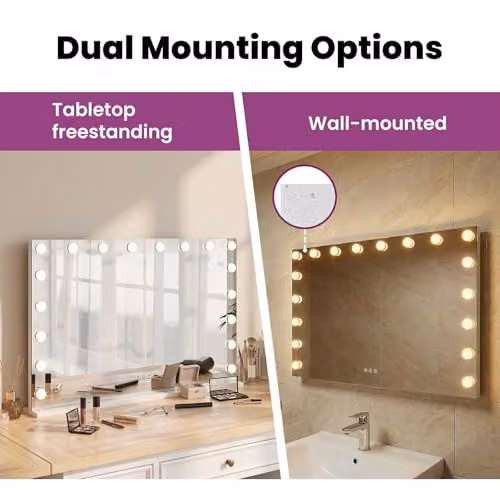 vidaXL LED Tabletop Vanity Mirror in White, W/D/H: 80 x 10 x 52.5 cm – 3