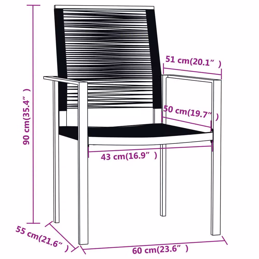 Berkfield Home 9 Piece Modern Garden Dining Set in Black – 3