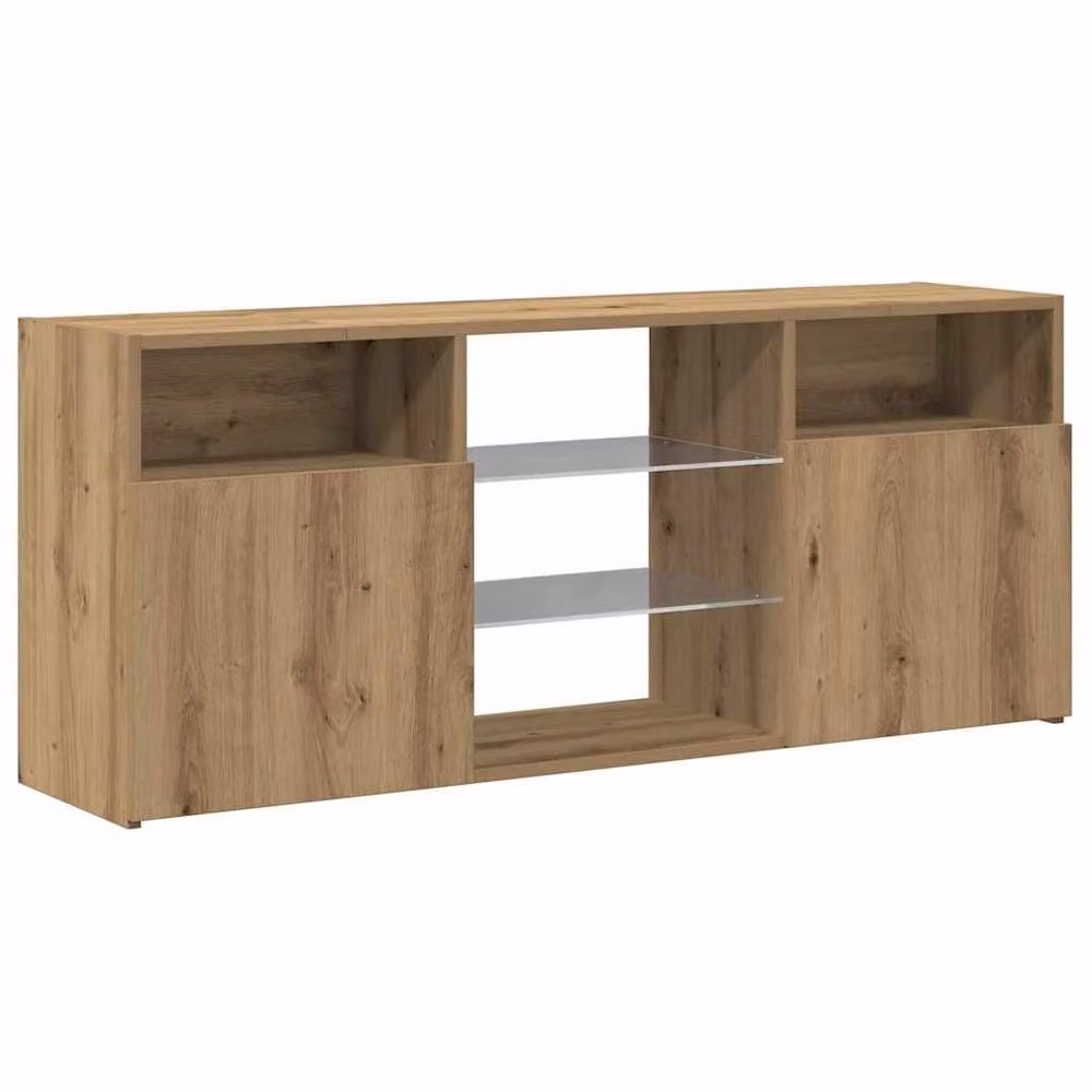 Berkfield Home Artisan Oak TV Cabinet with LED Lights in Brown, W/D/H: 120 x 30 x 50 cm – 6