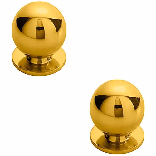Loops 2 Pack Polished Brass Solid Ball Cupboard Door Knobs