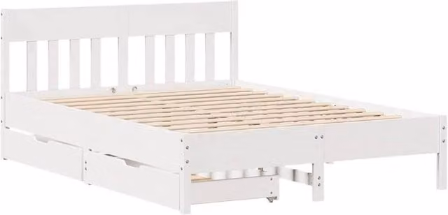 Berkfield Home Full Bed Frame in White Solid Pine Wood, W/D/H: 160 x 200 x 81 cm