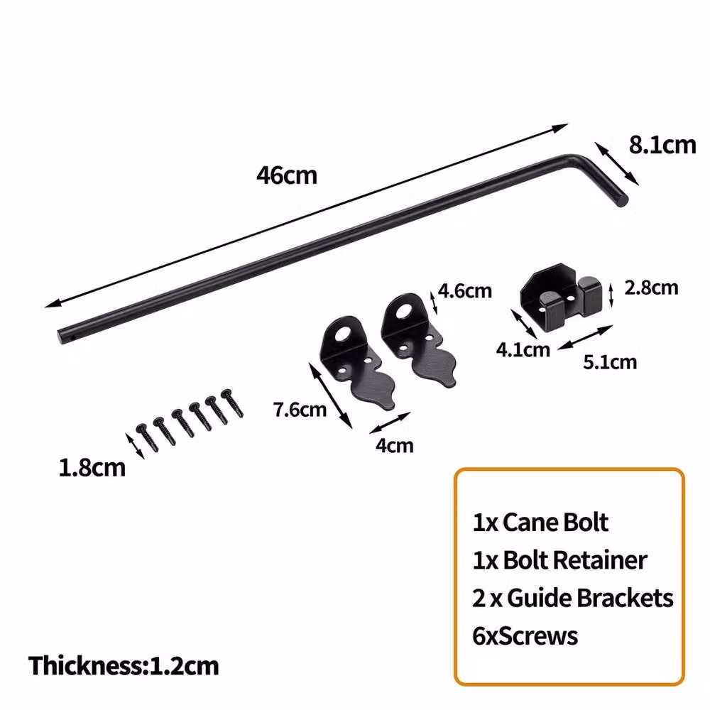VOGREX Black Iron 18 inch Cane Drop Down Bolt for Garage, Shed or Gate Doors – 2