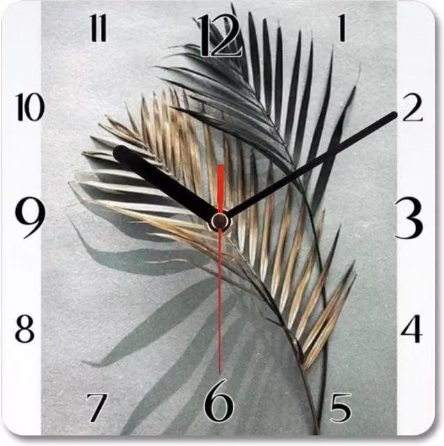 Clock Styles London Gold Floral Leaf Art Analog Square Wall Clock