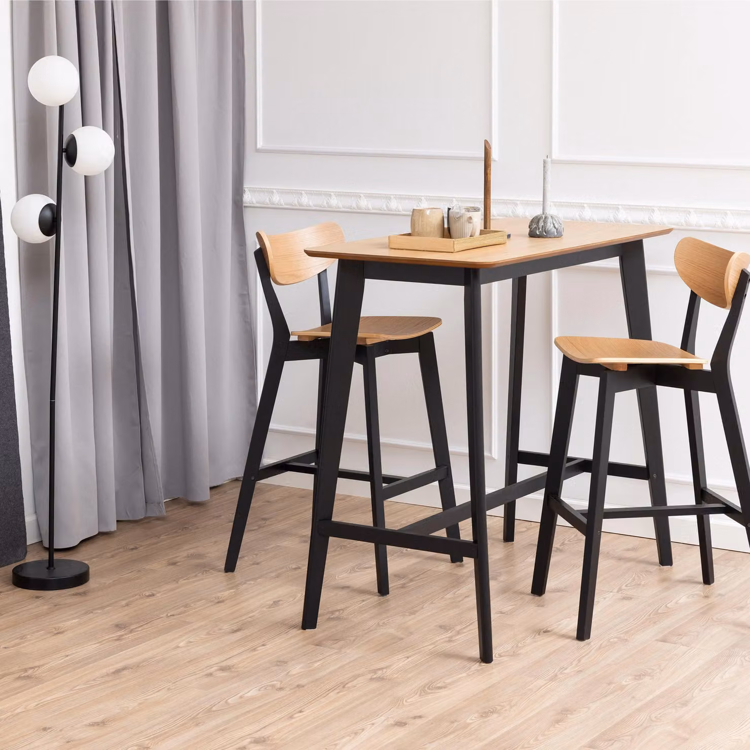 Furniture To Go Roxby Bar Stool Set of 2, Black and Oak – 4