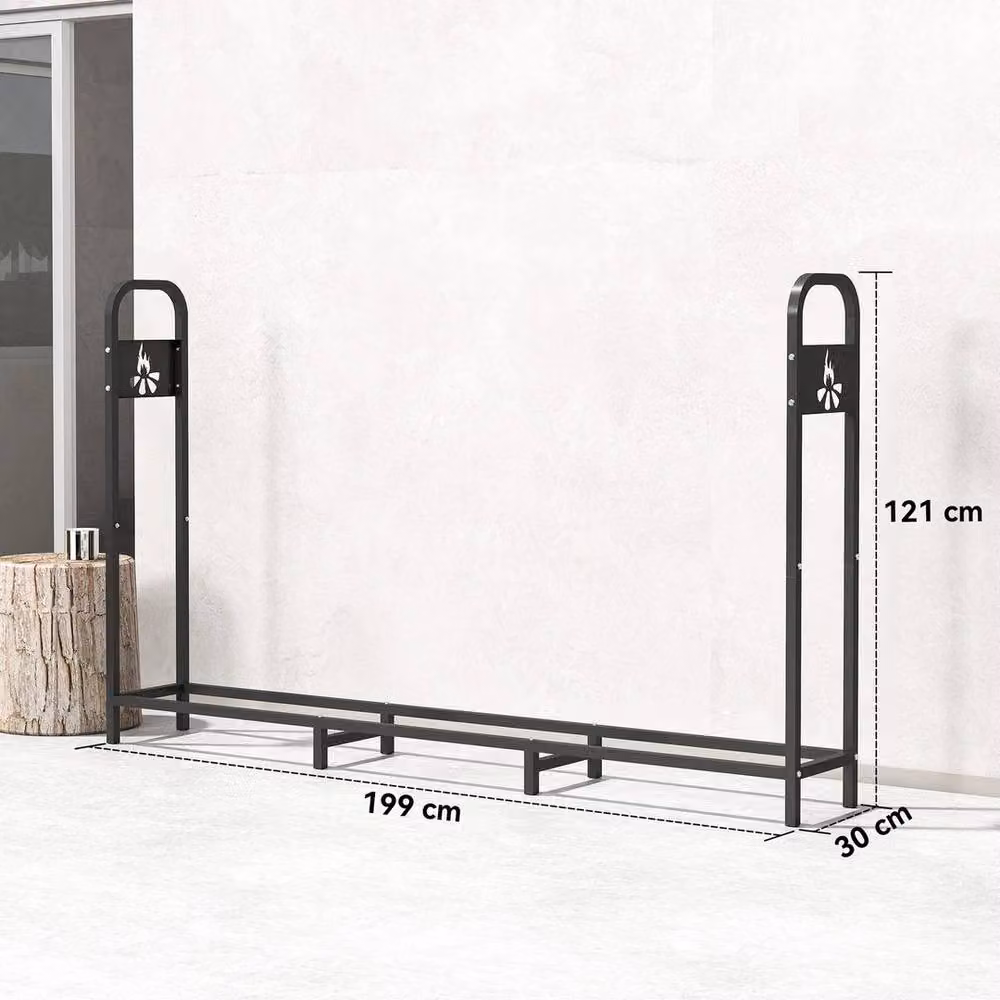 EONLION Black Steel Freestanding Firewood Log Rack, W/D/H: 121 x 30 x 30 cm – 2
