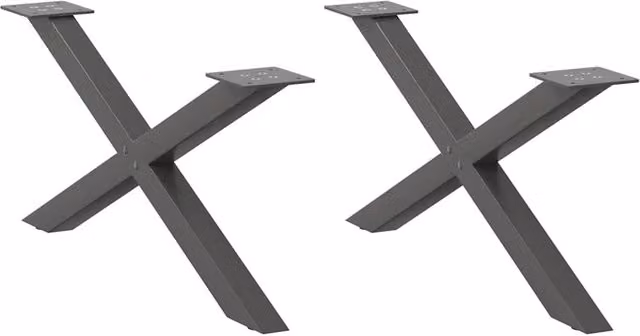 Berkfield Home X-Shaped Coffee Table Legs, 2 Piece Set, Anthracite Black Steel, H: 70 cm