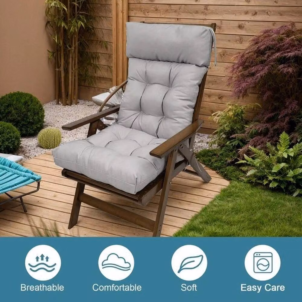 NESTLUNE Grey High Back Outdoor Chair Pad Cushion, W/D/H: 100 x 100 x 100 cm – 3