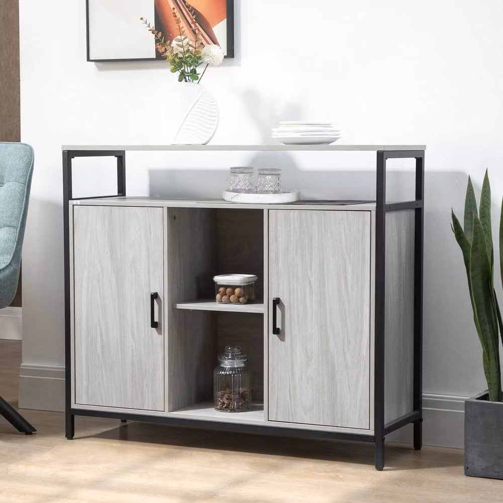 Havendro Modern Matt Grey Sideboard Storage Cabinet – 2