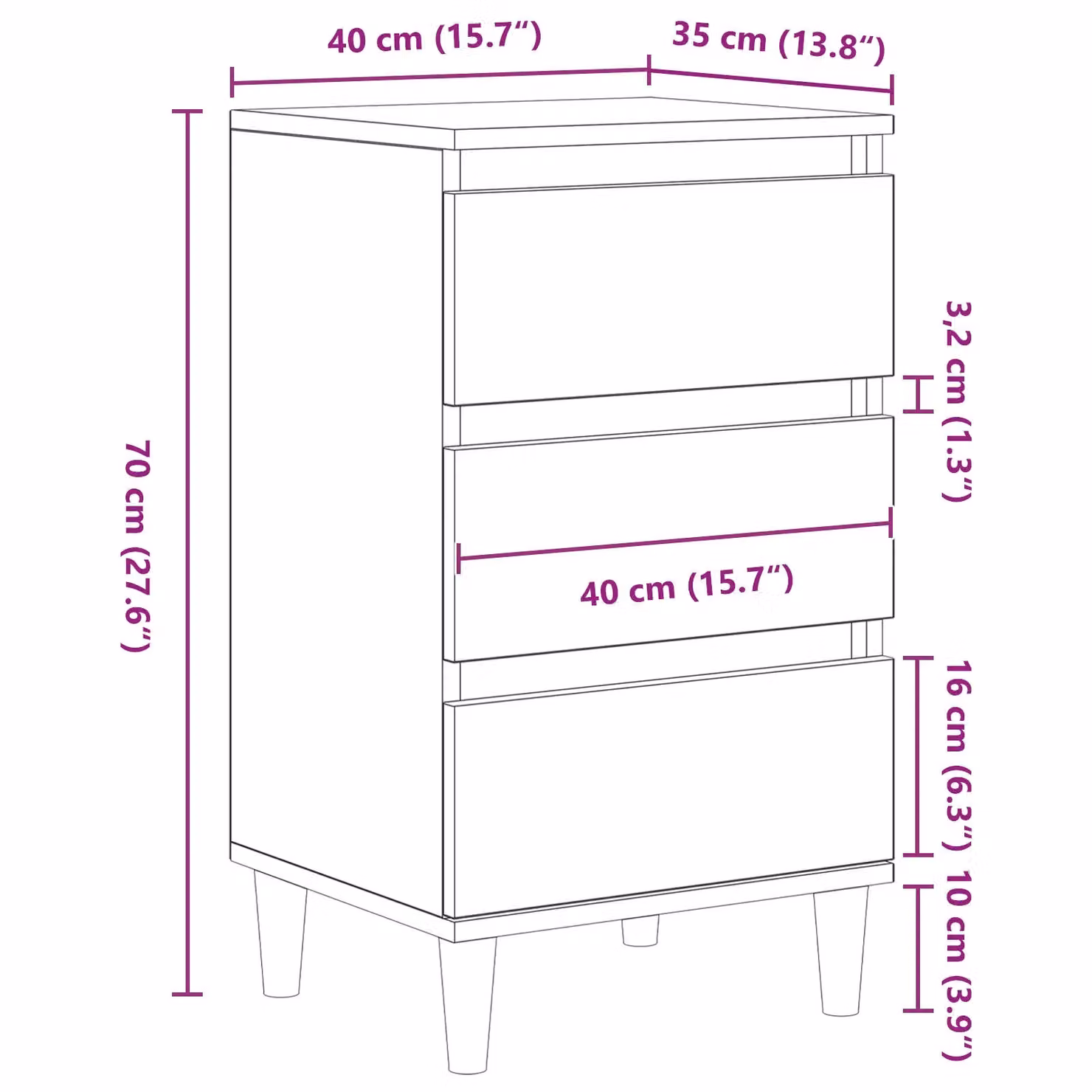 Berkfield Home Black Oak Bedside Cabinet, W/D/H: 40 x 35 x 70 cm – 6