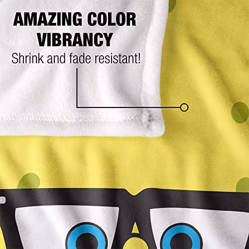 LOGOVISION Spongebob Winking Face Super Soft Fleece Throw Blanket, White, W: 152 cm, D: 127 cm – 2