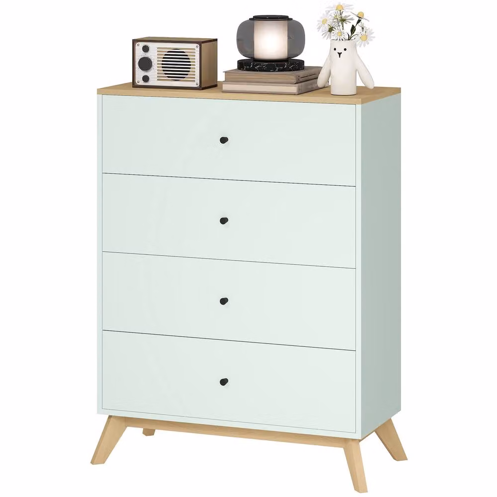 STILVORA 4 Drawer Chest of Drawers with Oak Finish in Green – 2