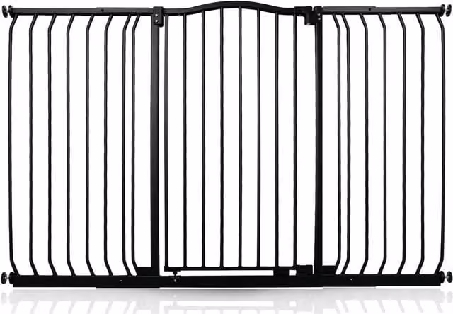 Safetots Extra Tall Curved Top Safety Gate in Matt Black, Extendable and No-Drill Swing Door for Doors and Stairs, Height: 152 cm - 161 cm