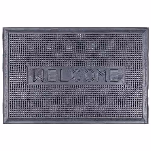Nicola Spring Heavy Duty Rubber Door Mat, Black, W/D: 60 x 40 cm
