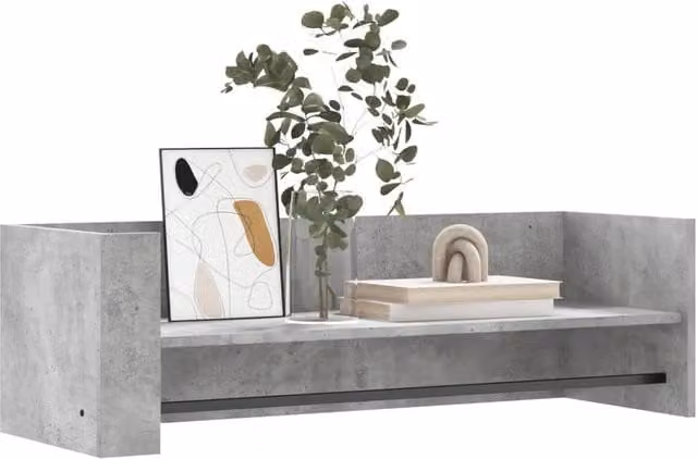 Berkfield Home Wall Mounted Industrial Shelf in Concrete Grey, W/D/H: 100 x 35 x 30.5 cm
