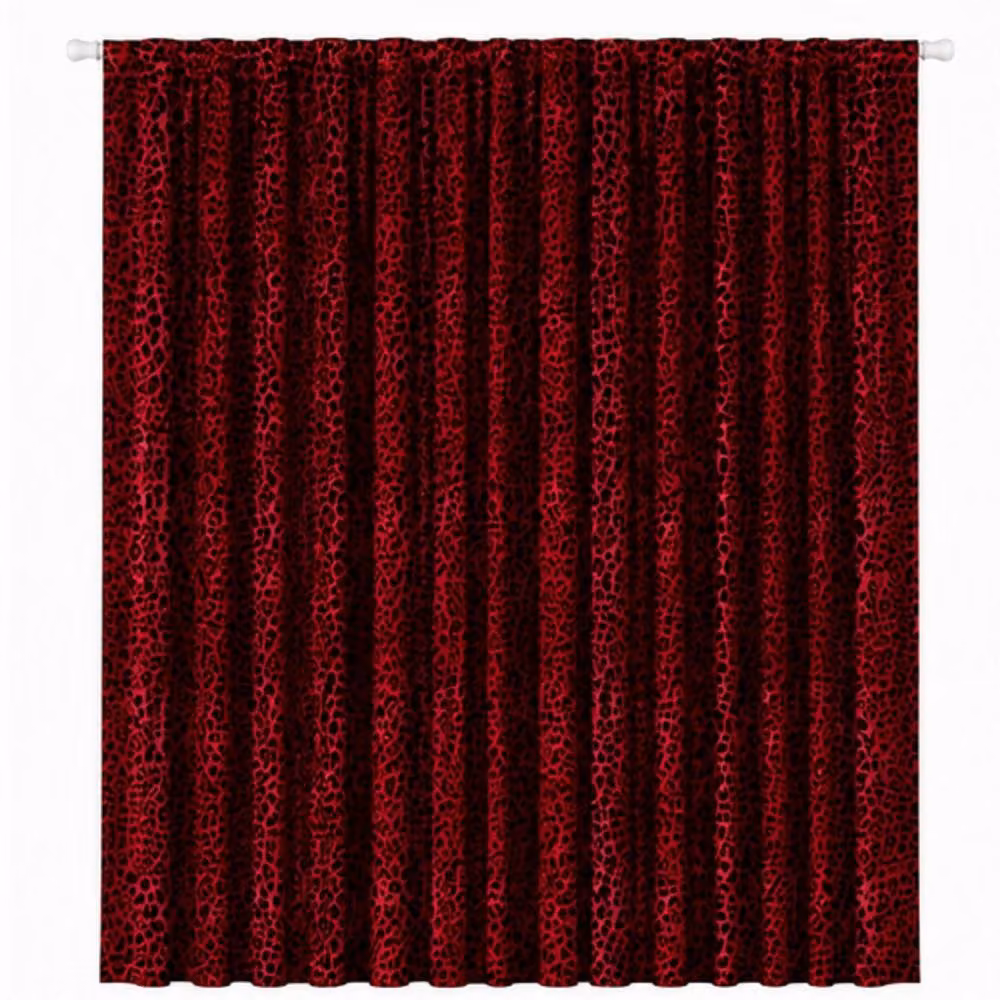 Smart Living Luxury Leopard Print Polycotton Curtains in Red, W: 167 cm, H: 183 cm – 3