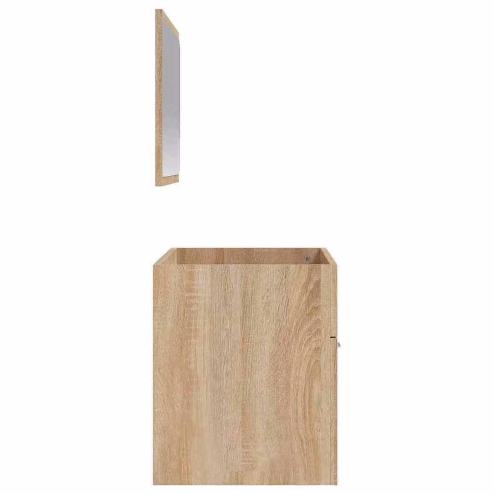 Berkfield Home Modern Wall Mounted Bathroom Cabinet with Mirror in Sonoma Oak Light Brown, W/D/H: 46.0 x 38.5 x 38.5 cm – 2