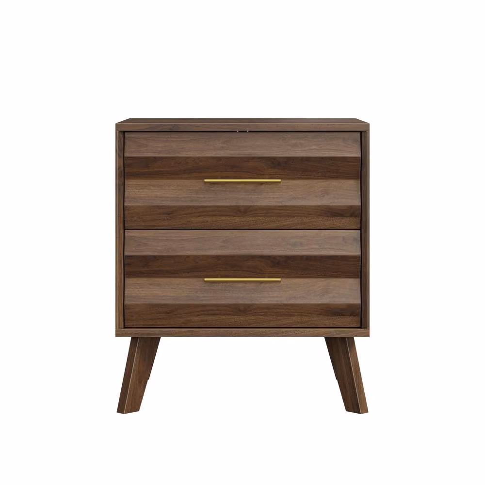 Matteo Brown Two-Drawer Bedside Cabinet in Wood and MDF – 3