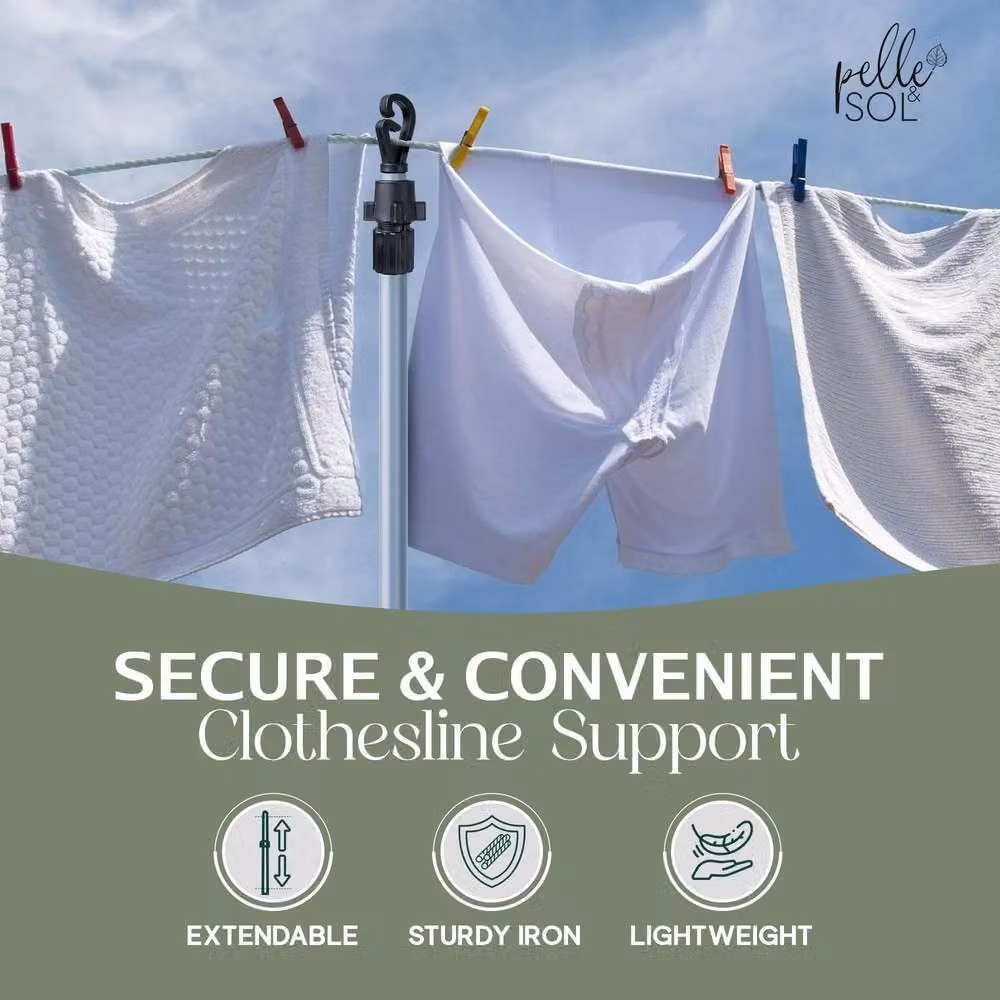 Pelle & Sol Set of 4 Grey Telescopic Iron Washing Line Poles, 2.2m Height – 2