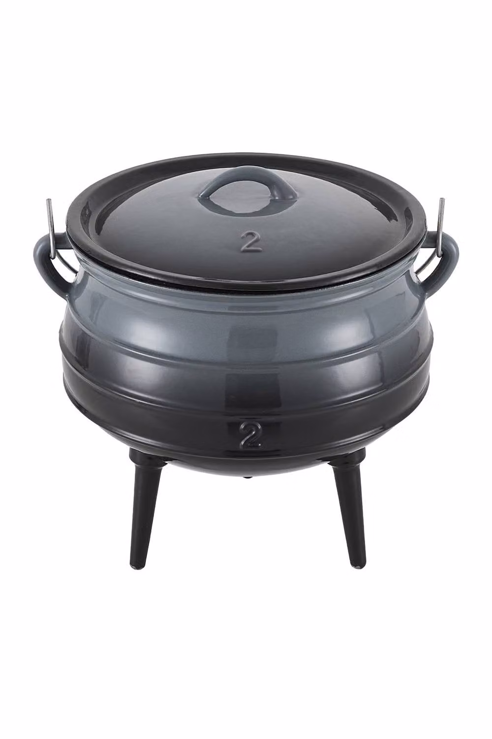 Living and Home 6L Enamelled Cast Iron Potjie Pot with Lid and 3 Legs in Grey – 3