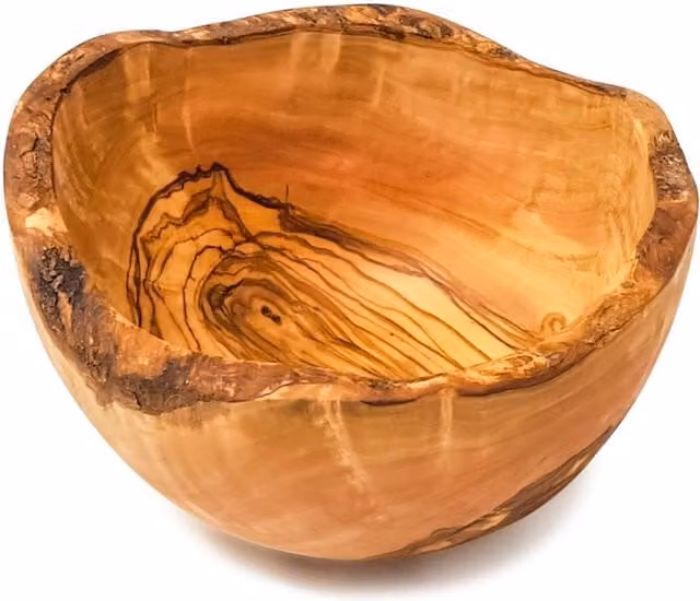 Verano Spanish Ceramics Handmade Solid Olive Wood Serving Bowl in Brown and Beige, Diameter: 18 cm, Height: 10 cm – 1