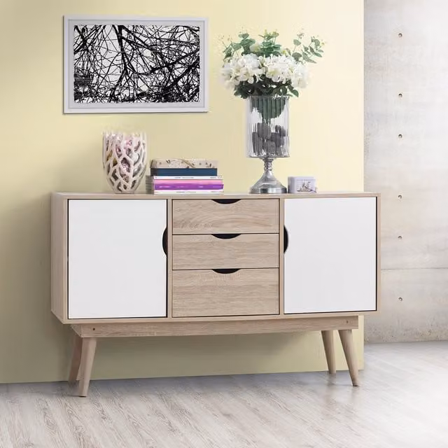 Alford Scandinavian Style Sideboard in Oak and White