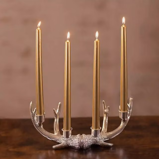 Marco Paul Christmas Gold Taper Candles, 4 Pack, Gold