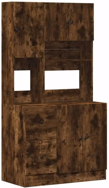 Berkfield Home Smoked Oak Kitchen Cabinet in Brown, W/D/H: 95 x 50 x 180 cm – 1