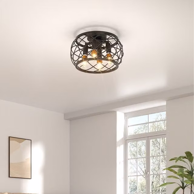 Komore Black Metal Industrial Organic Ceiling Light
