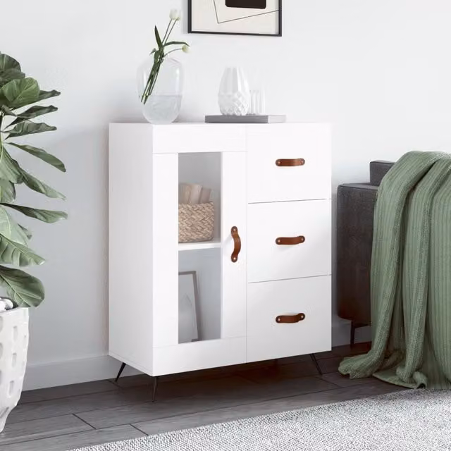 Berkfield Home White Sideboard in Matt Engineered Wood W/D/H: 69.5 x 34 x 90 cm – 1