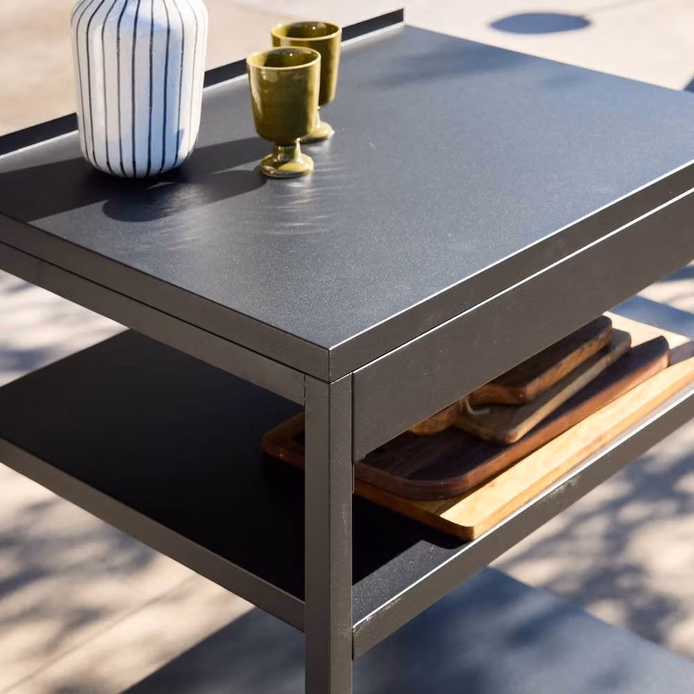 sweeek Outdoor Kitchen Steel Unit with 2 Shelves, Black, W: 80 cm, D: 60 cm, H: 92.5 cm – 6