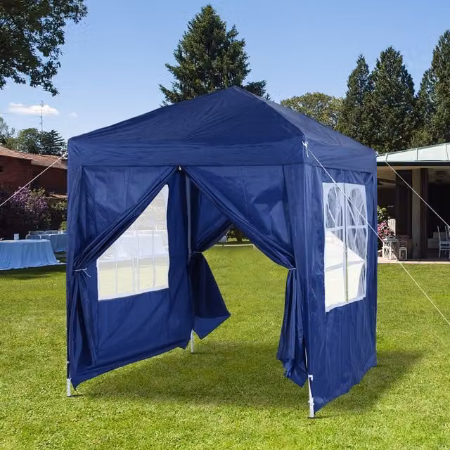 Outsunny Heavy Duty Pop Up Gazebo Marquee Tent Canopy, Blue, W/D/H: 200 x 200 x 200 cm