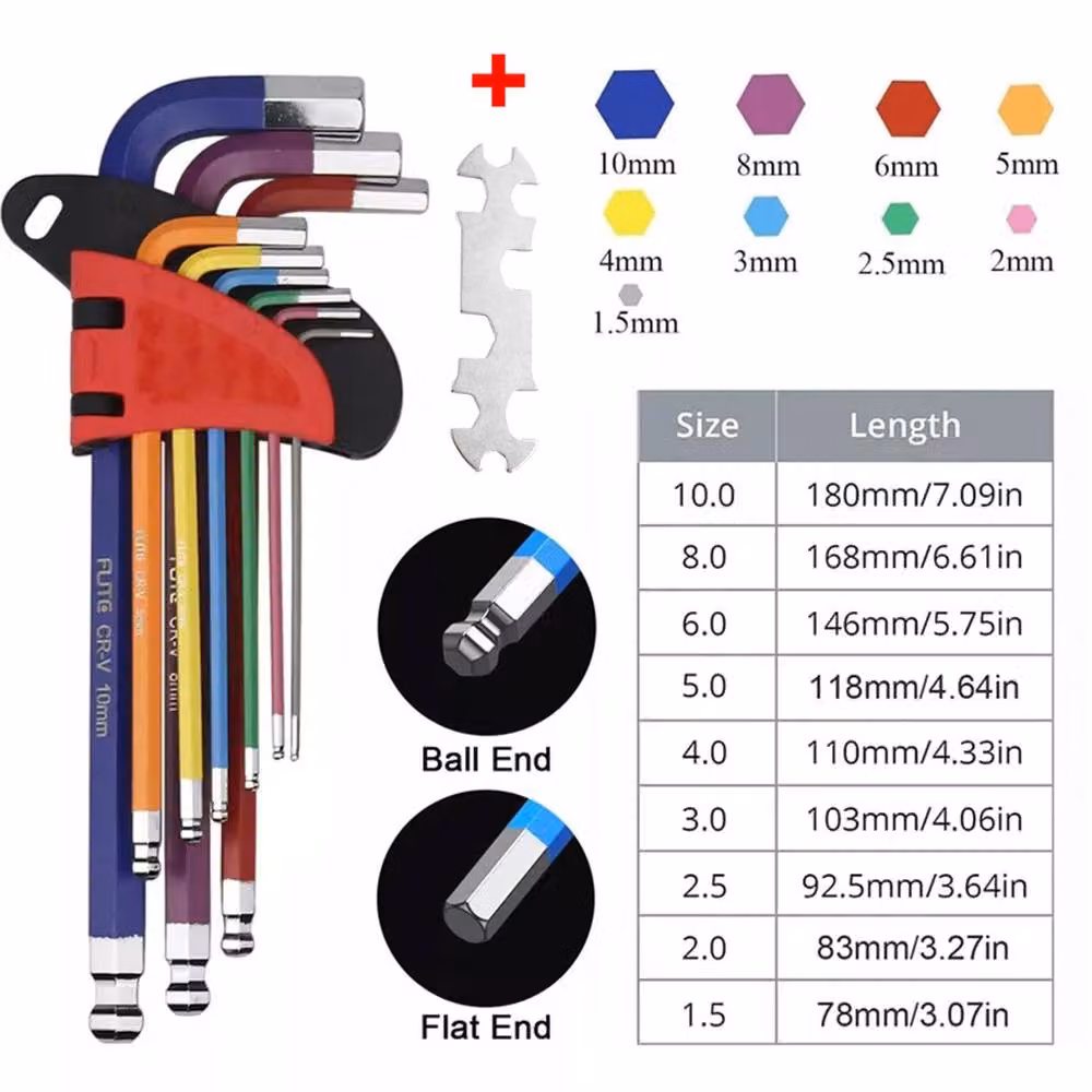 Kelvenix Metric Hex and Ball Star End Allen Key Set in Multicolour Chrome Vanadium and Stainless Steel – 2