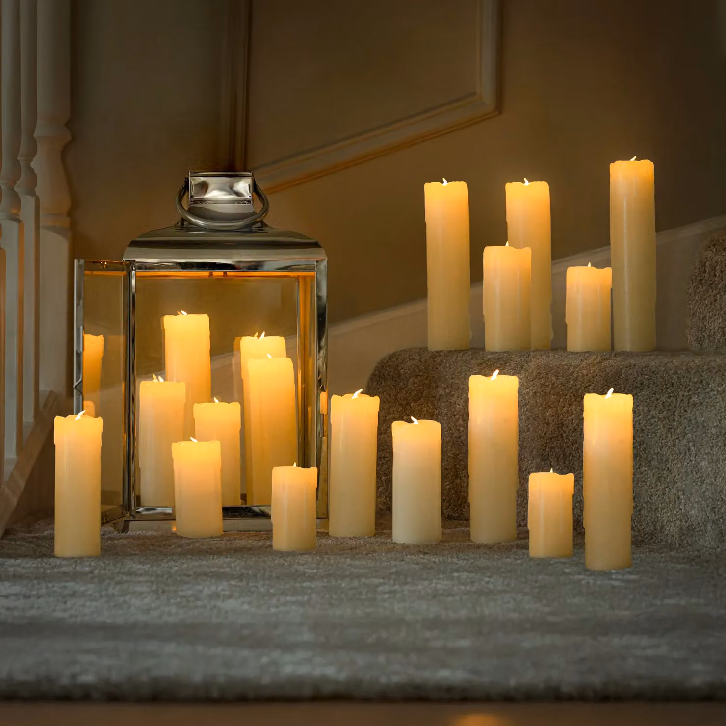 Marco Paul Set of 6 White Battery Operated Pillar Candles with Flickering Flame Effect – 2