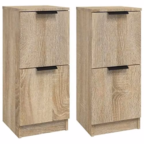 vidaXL Set of 2 Sonoma Oak Sideboards and Bedside Tables in Brown Engineered Wood