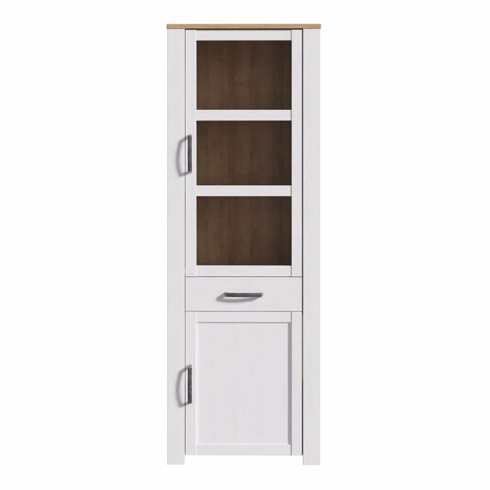 Furniture To Go Bohol Narrow Display Cabinet with Integrated LED Lights in Riviera Oak and White – 2