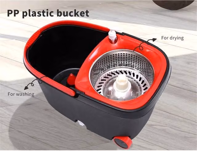 EONLION Black Rotating 2 Floor Mop Head Bucket Set with Wringer and Microfibre, Height: 100 cm – 1