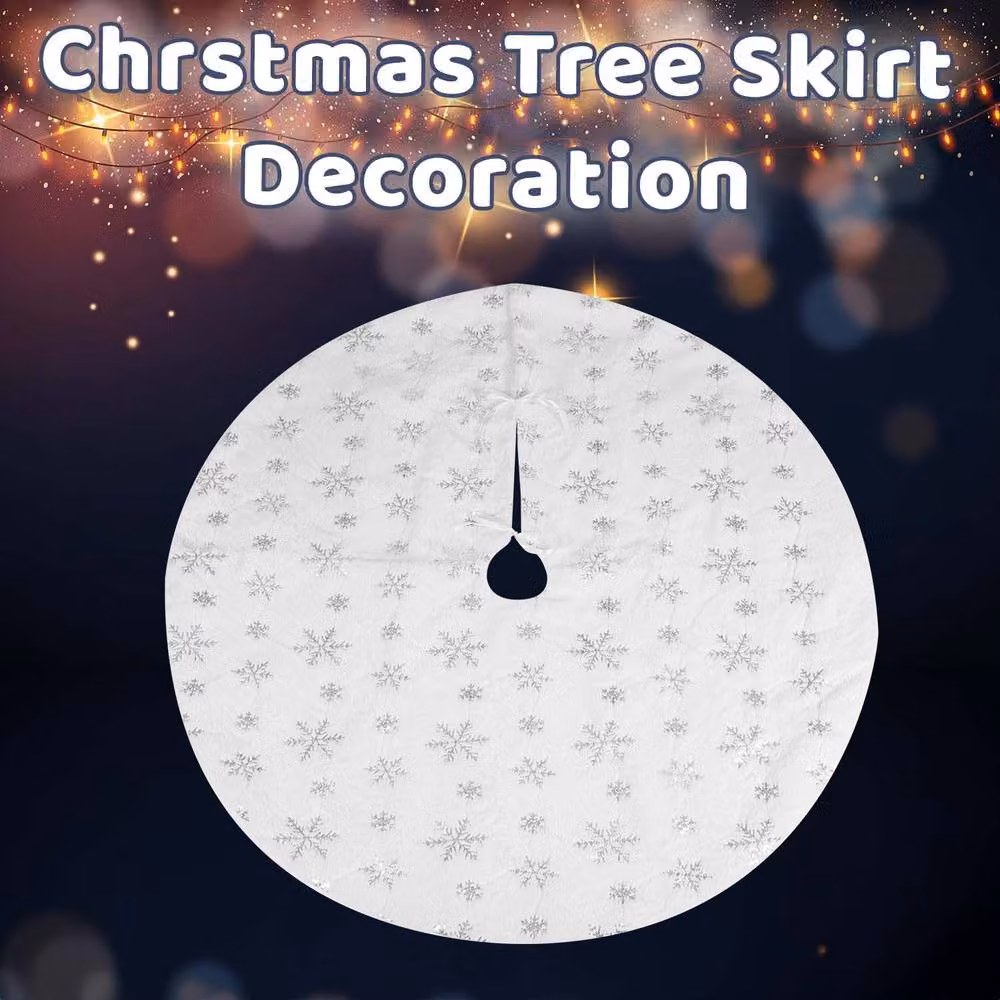 VFM e-Store Silver Christmas Tree Skirt Decoration, W/D: 110 x 110 cm – 2