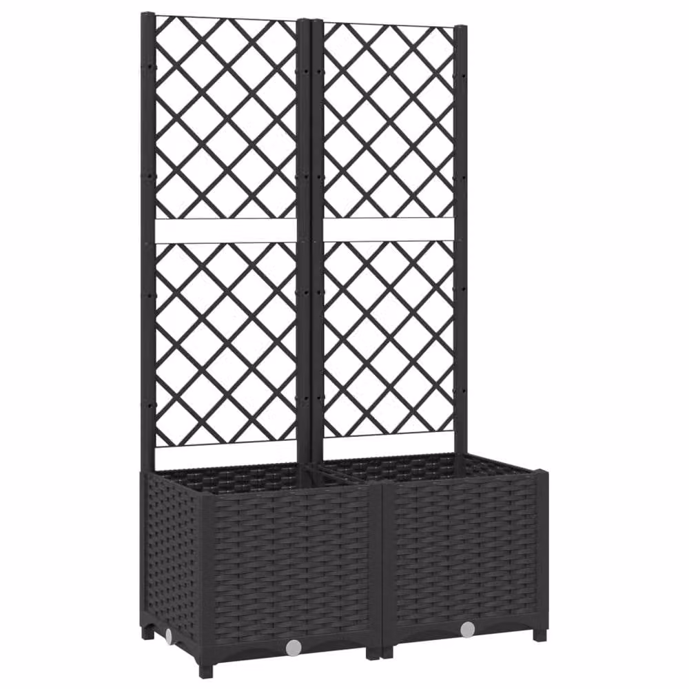 Berkfield Home Beautiful Garden Planter with Trellis, Black, W: 80 cm, D: 40 cm, H: 136 cm – 3