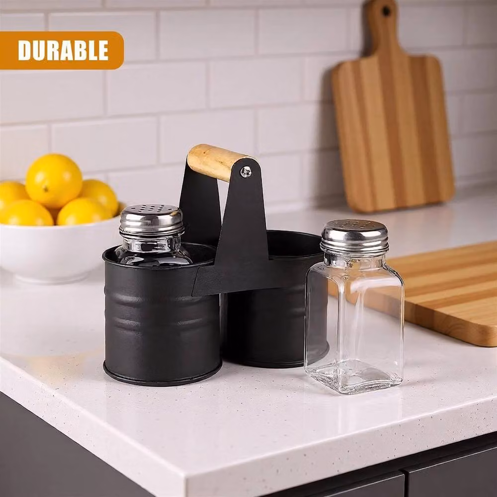 SPETLEK Grey Glass and Stainless Steel Salt and Pepper Shaker Set – 5